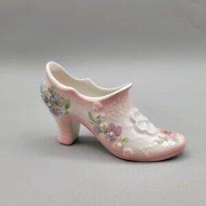 James Kent Old Foley Victorian Boot Shoe Figurine Pink Porcelain Floral
